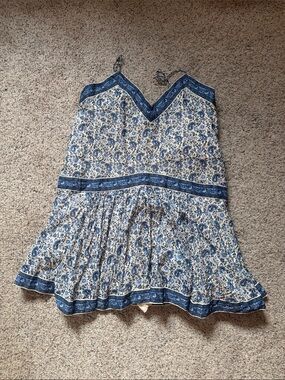Abercrombie & Fitch Blue and White Paisley Tiered romper
